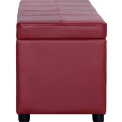 Outlet vidaXL Bänk med förvaringsutrymme 116 cm konstläder Vinröd