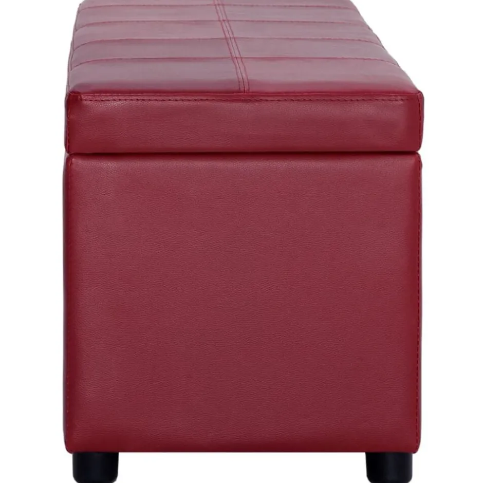 Outlet vidaXL Bänk med förvaringsutrymme 116 cm konstläder Vinröd