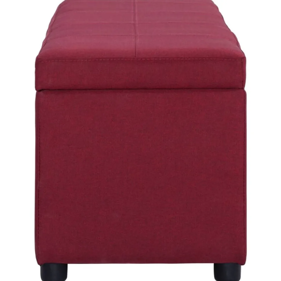 vidaXL Bänk med förvaringsutrymme 116 cm vinröd polyester