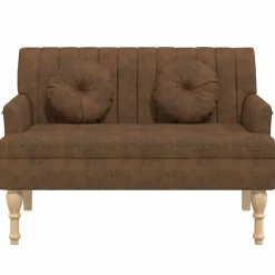Outlet vidaXL Bänk med kuddar 113x64,5x75,5 cm konstmocka Brun