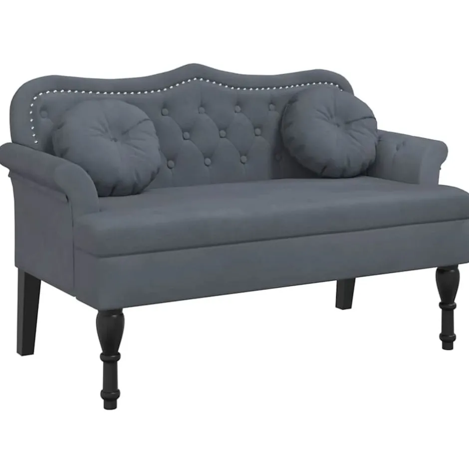 Discount vidaXL Bänk med kuddar 120,5x65x75 cm sammet Mörkgrå