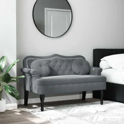 Discount vidaXL Bänk med kuddar 120,5x65x75 cm sammet Mörkgrå