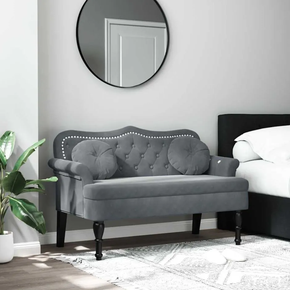 Discount vidaXL Bänk med kuddar 120,5x65x75 cm sammet Mörkgrå
