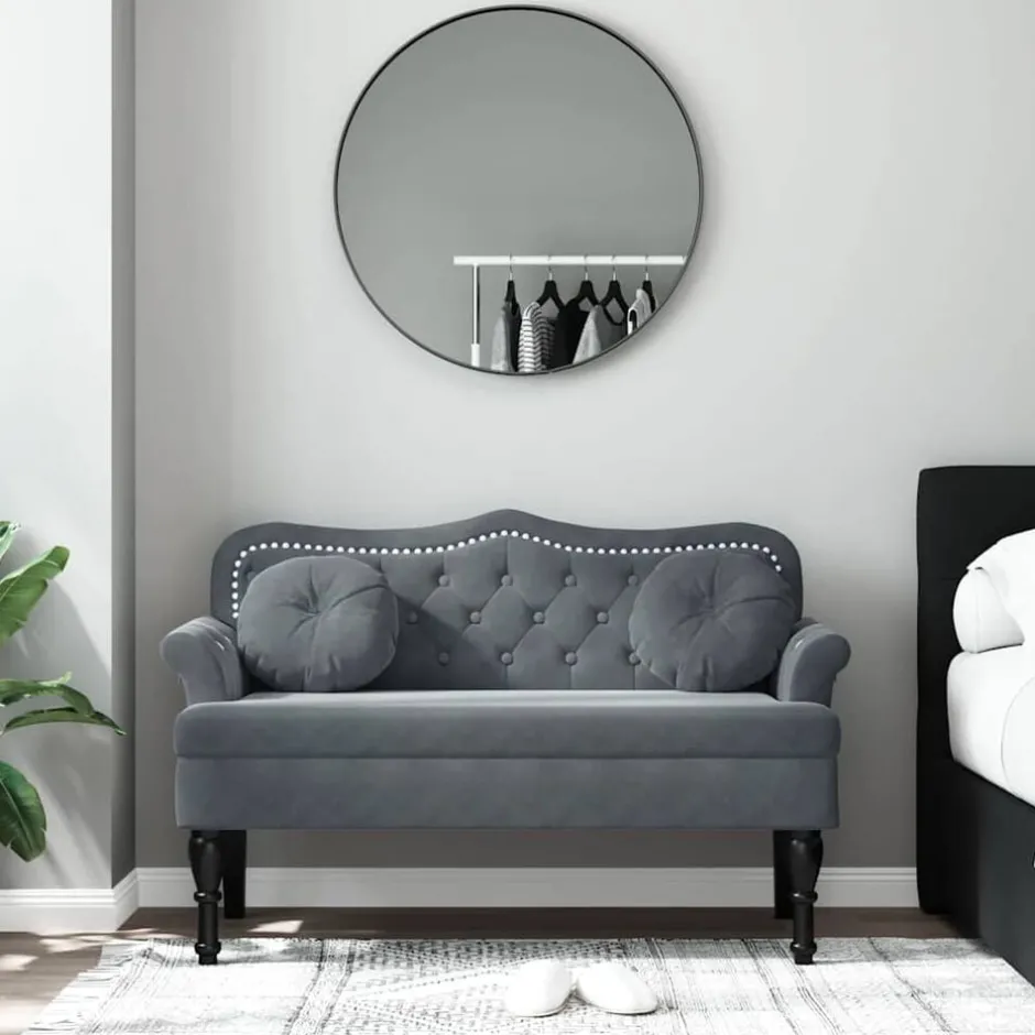 Discount vidaXL Bänk med kuddar 120,5x65x75 cm sammet Mörkgrå