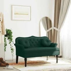vidaXL Bänk med kuddar mörkgrön 120,5x65x75 cm sammet