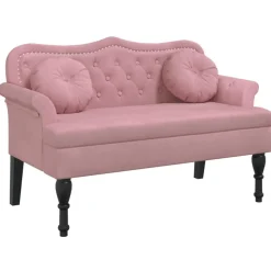 vidaXL Bänk med kuddar rosa 120,5x65x75 cm sammet