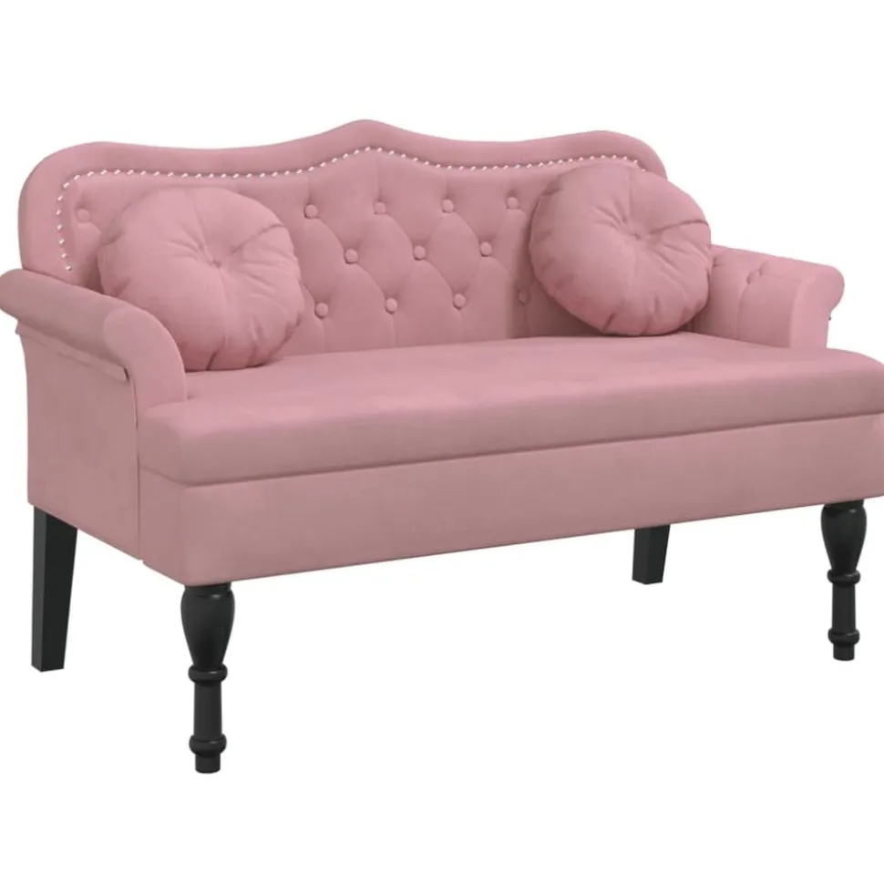 vidaXL Bänk med kuddar rosa 120,5x65x75 cm sammet