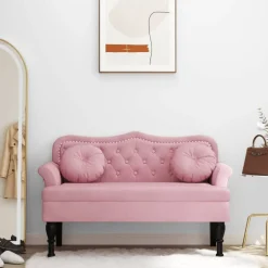 vidaXL Bänk med kuddar rosa 120,5x65x75 cm sammet