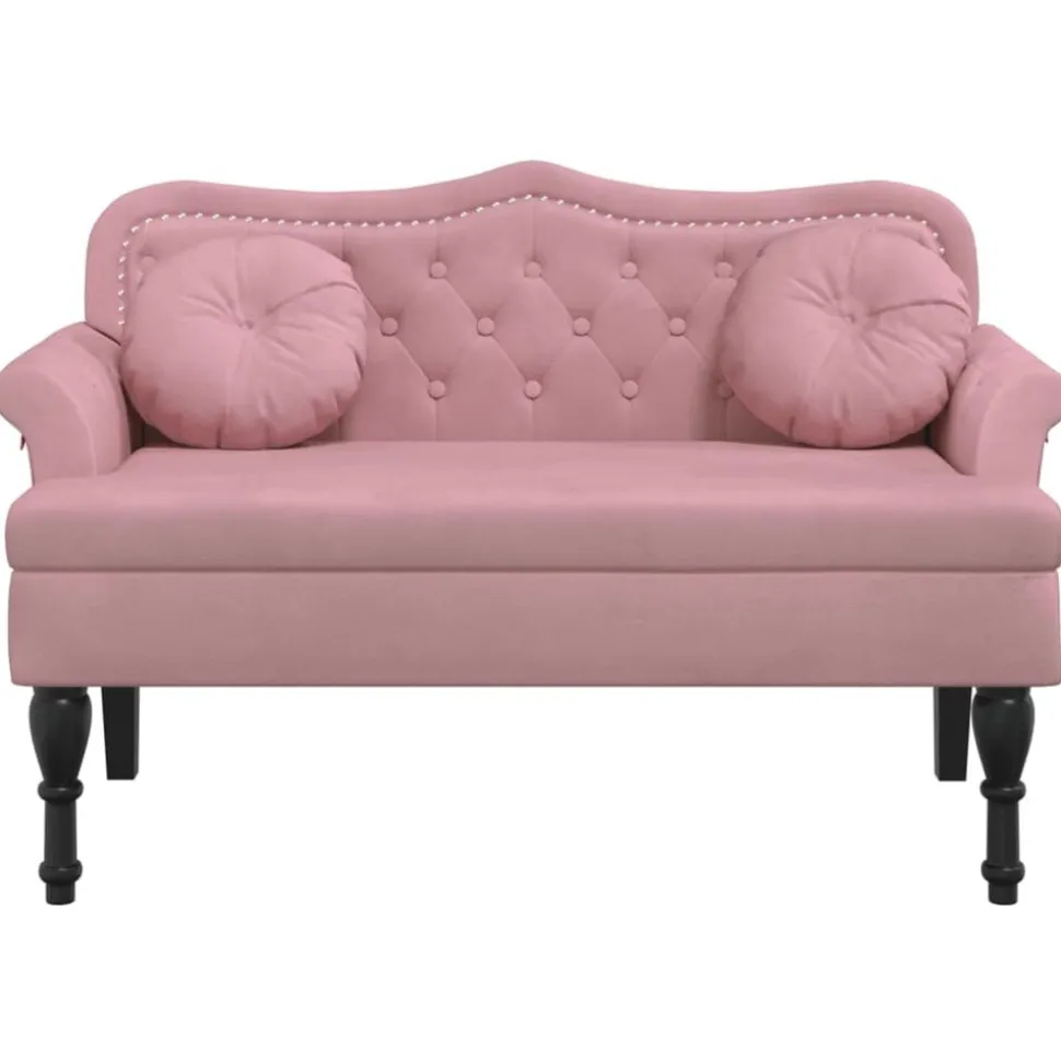 vidaXL Bänk med kuddar rosa 120,5x65x75 cm sammet