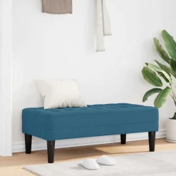 Online vidaXL bänk med kudde 113 x 57 x 39 cm Sammet Blå