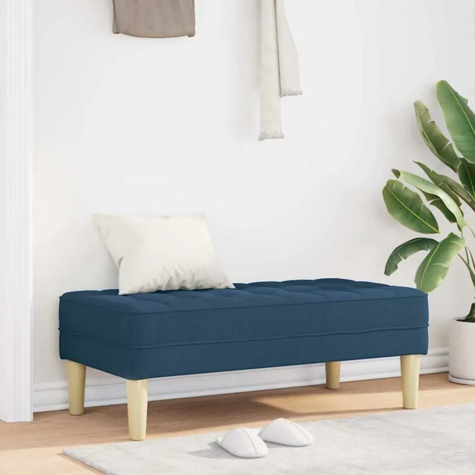 Outlet vidaXL bänk med kudde 113 x 57 x 39 cm tyg Blå