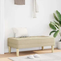 Clearance vidaXL bänk med kudde 113 x 57 x 39 cm tyg Kräm