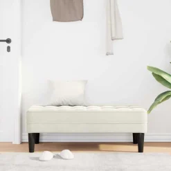 vidaXL bänk med kudde Kräm 113 x 57 x 39 cm Sammet