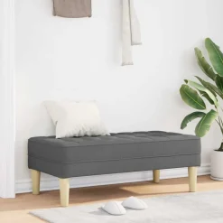 vidaXL bänk med kudde Mörkgrå 113 x 57 x 39 cm tyg