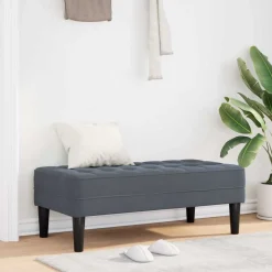 Best vidaXL bänk med kudde 113 x 57 x 39 cm Sammet Mörkgrå