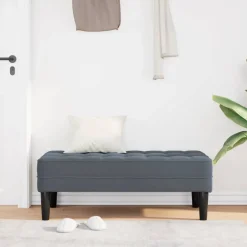Best vidaXL bänk med kudde 113 x 57 x 39 cm Sammet Mörkgrå