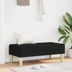 New vidaXL bänk med kudde 113 x 57 x 39 cm tyg Svart