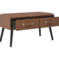 vidaXL Bänk med lådor 80 cm mörkbrun konstläder