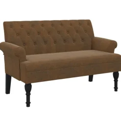 vidaXL Bänk med ryggstöd brun 120x62x75,5 cm konstmocka