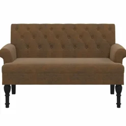 vidaXL Bänk med ryggstöd brun 120x62x75,5 cm konstmocka