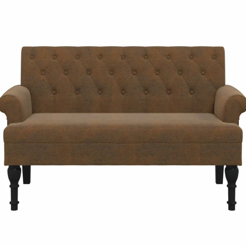 vidaXL Bänk med ryggstöd brun 120x62x75,5 cm konstmocka