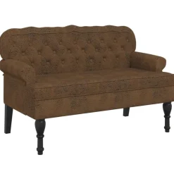 vidaXL Bänk med ryggstöd brun 119,5x64,5x75 cm konstmocka