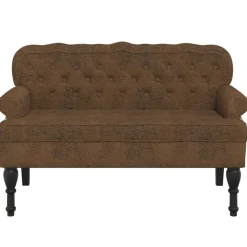 vidaXL Bänk med ryggstöd brun 119,5x64,5x75 cm konstmocka