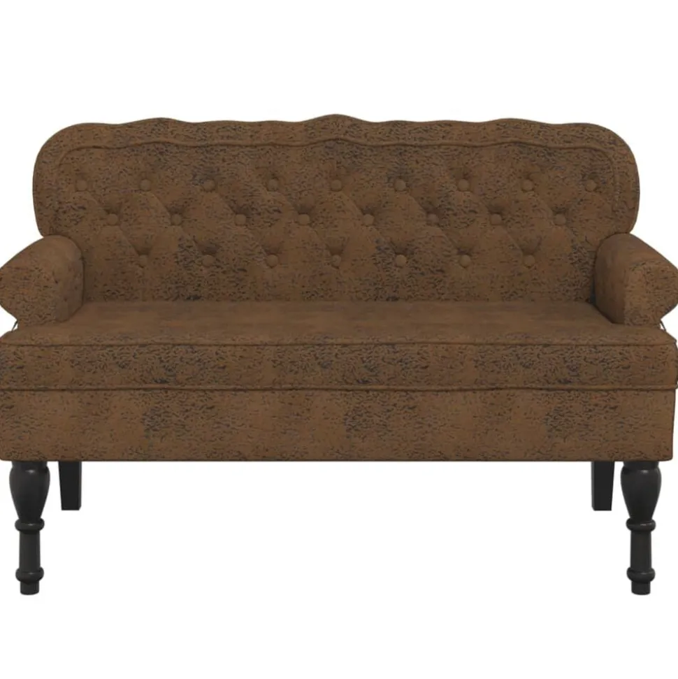 vidaXL Bänk med ryggstöd brun 119,5x64,5x75 cm konstmocka