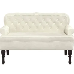Outlet vidaXL Bänk med ryggstöd gräddvit 119,5x64,5x75 cm sammet Kräm