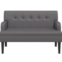 Discount vidaXL Bänk med ryggstöd 112x65,5x75 cm konstläder Grå