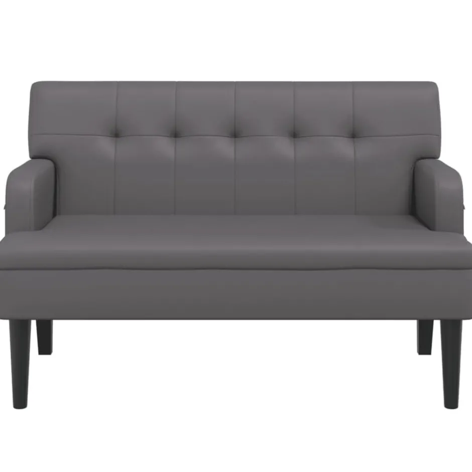 Discount vidaXL Bänk med ryggstöd 112x65,5x75 cm konstläder Grå