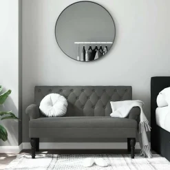 Hot vidaXL Bänk med ryggstöd 120x62x75,5 cm tyg Mörkgrå
