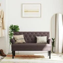 vidaXL Bänk med ryggstöd mörkbrunt 120x62x75,5 cm mörkgrå