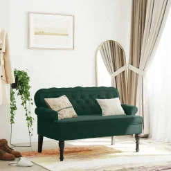 vidaXL Bänk med ryggstöd mörkgrön 119,5x64,5x75 cm sammet
