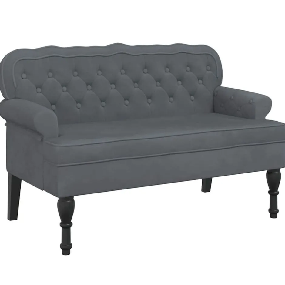 Online vidaXL Bänk med ryggstöd 119,5x64,5x75 cm sammet Mörkgrå