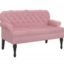 vidaXL Bänk med ryggstöd rosa 119,5x64,5x75 cm sammet