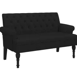 Sale vidaXL Bänk med ryggstöd 120x62x75,5 cm tyg Svart