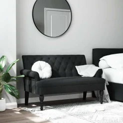 Sale vidaXL Bänk med ryggstöd 120x62x75,5 cm tyg Svart
