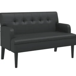 Outlet vidaXL Bänk med ryggstöd 112x65,5x75 cm konstläder Svart