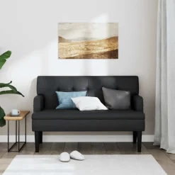 Outlet vidaXL Bänk med ryggstöd 112x65,5x75 cm konstläder Svart