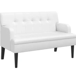 New vidaXL Bänk med ryggstöd 112x65,5x75 cm konstläder Vit