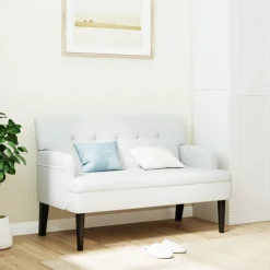 New vidaXL Bänk med ryggstöd 112x65,5x75 cm konstläder Vit