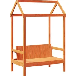 Online vidaXL Bänk med tak 117,5x70x176,5 cm massiv furu Vaxbrun