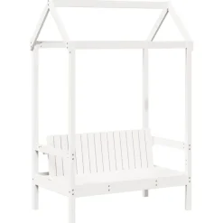 vidaXL Bänk med tak vit 117,5x70x176,5 cm massiv furu