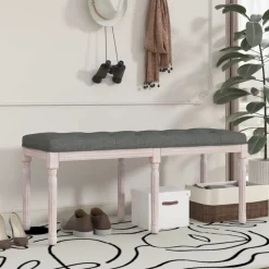 Clearance vidaXL Bänk mörk 110x40x49 cm tyg Grå
