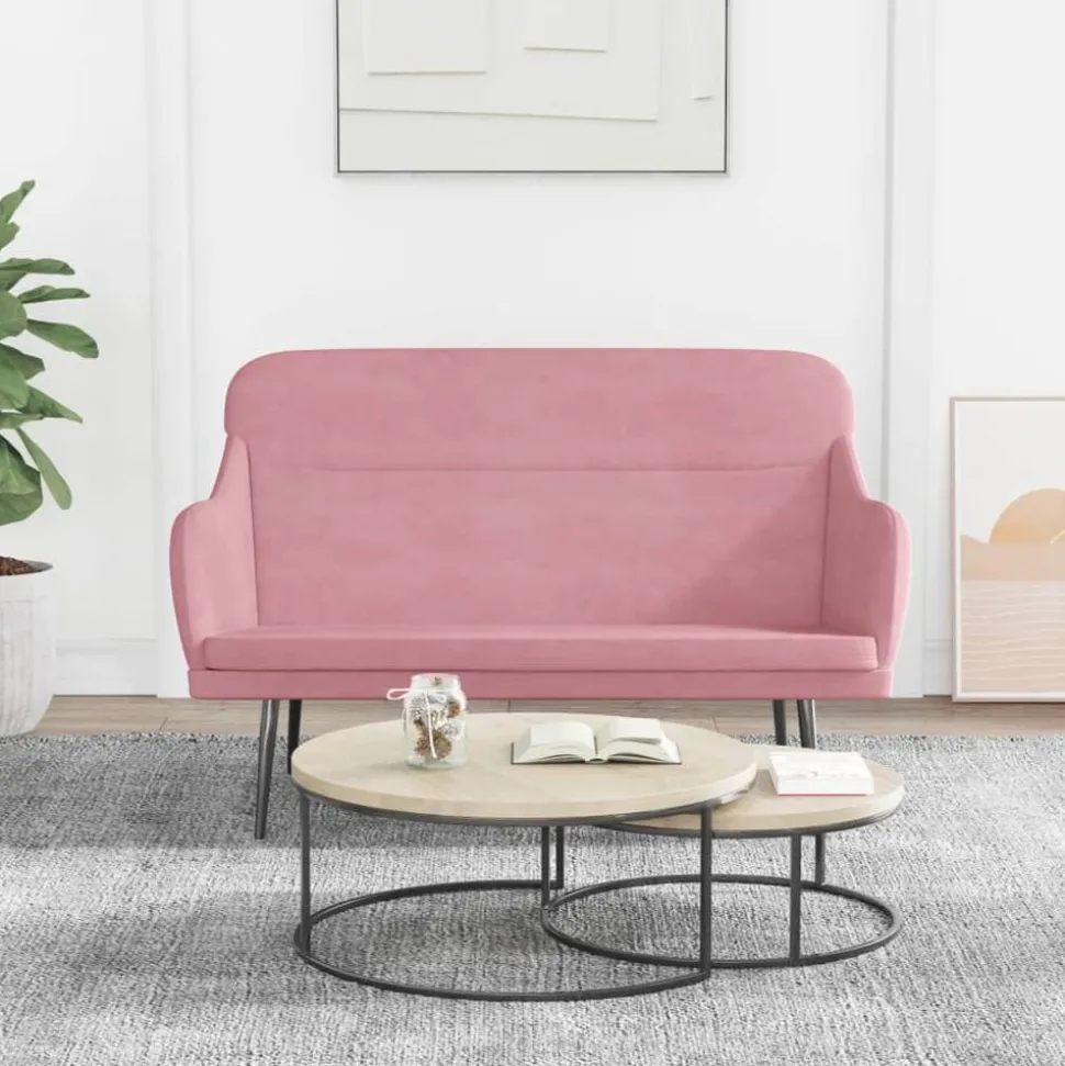 VidaXL Bänk rosa 110x76x80 cm sammet