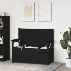 vidaXL Bänk svart 112,5x51,5x96,5 cm massiv furu