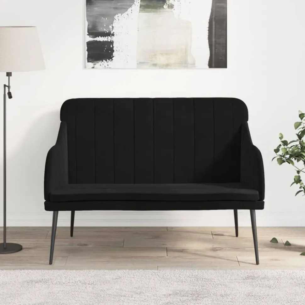 VidaXL Bänk svart 110x76x80 cm sammet