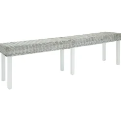 vidaXL Bänk vit 160x35x45 cm kuburotting och massivt mahognyträ