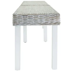 vidaXL Bänk vit 160x35x45 cm kuburotting och massivt mahognyträ
